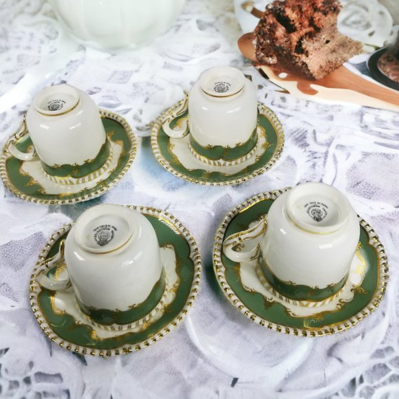 Espresso Coffee Antique Demi Cup Set English Bone China Royal Worcester Gift Set - Picture 4 of 15